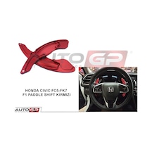 Autogp Honda Civic Fc5 Uyumlu Direksiyon F1 Vites Kulakçık Paddle Shift Knob Kırmızı Renkli
