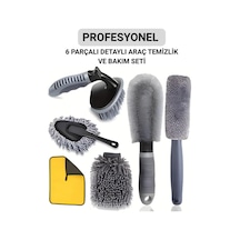 Coofbe 6 Parça Profesyonel Mikrofiber Araç Oto Yıkama Seti Yıkama Eldiveni Jant Lastik Fırçası Toz Fırçası