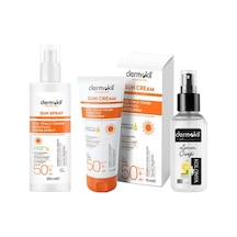 Dermokil Çok Yönlü Yüksek Koruyucu Güneş Spreyi SPF50+ 200 ML + Güneş Kremi SPF50+ 75 ML + Limon Kolonyası Sprey 100 ML