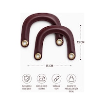 Vollen Yarn Suni Deri Çanta Sapı 15x13 Cm 1 Çift 2 Adet Dikişli Çanta Kulpu Metal Kuşgözlü Çanta Aksesuarı 9