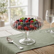 Deconox Linea Şeffaf Cam Ayaklı Sunum Çanağı - Dekoratif Küçük Salata Kasesi Ve Çerezlik 20x15,5 Cm Çok Renkli