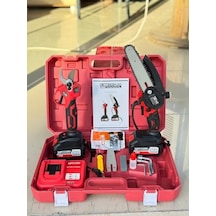 Kimmeer Plus 21v Çift Akülü Bahçe Seti Profesyonel Çelik Şanzımanlı Dal Budama Makası Ve Şarjlı Testere 2 Bataryalı, Çantalı Bahçe Ve Budama Takımı