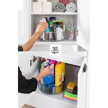 Ayarlanabilir Büyük Boy 4 Bölmeli 360 Derece Dönen Banyo Buzdolabı Mutfak Organizeri Şeffaf
