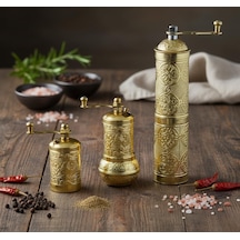 Ludıa Zamak Metal Altın Renk 3 Lü Set Karabiber,kahve,çörek Otu El Değirmeni Öğütücü Grinder S2 Genel