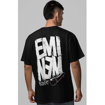 Eminem Recovery Rapper Şarkıcı Sırt Baskılı Unisex Oversize Tişör Siyah