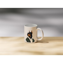 Güneş Gözlüklü Ceketli Doberman Karakter Çift Taraflı Baskılı Porselen Kupa Bardak Beyaz
