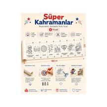 Boyanabilir Kesilebilir Rulo Tuval Süper Kahramanlar 8 Model Çocuk Boyama Seti 160x30 Cm