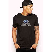 Araba Subaru Logo Baskılı Siyah Erkek Tshirt (534479677)