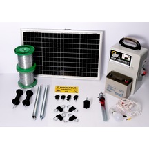 Elektrikli Çit 24ah Set-5 Domuz Kovucu Cihazı 50 Watt Panel 1000metre Galv. Ağaç Izolatör