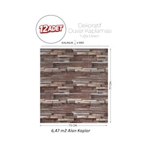 Brano 70x77 Cm Kendinden Yapışkanlı Kabartmalı, Açık Kahve Kiremit Desenli Duvar Kaplama Z162-12