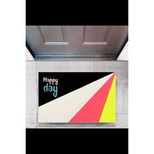 Kapı Önü Paspası Dekoratif Dijital Baskı Happy Day P-2322 Renkli