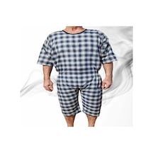 Benlife Kısa Kol Hasta Tulumu Ekose Kumaş