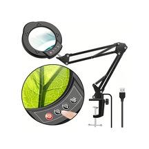 Xuweiwei Siyah Lıshumeı Led Büyüteçli Lamba 5 Renk 10 Parlaklık Ayaklı Işık Siyah