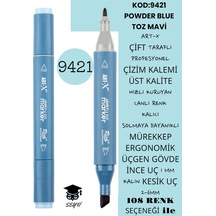 Çift Taraflı Profesyonel Çizim Kalemi Kalıcı Mürekkep Üçgen Gövde İnce Uç 1 Mm Kesik Uç 2-6mm Sketch 9421-toz Mavi