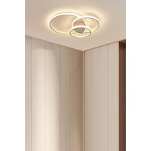 Sole Modern Tasarım Salon - Mutfak - Hol Beyaz Led 3 Lü Avize Beyaz Çok Renkli