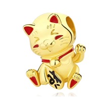 Şanslı Sarı Kedi Maneki Neko Gato Charm Gümüş