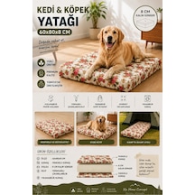 Kedi Köpek Yatağı Süngerli Fermuarlı Yıkanabilir Kılıflı Köpek Minderi 60x80x8 Cm-ingiliz Gülü