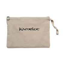 Kamelot Logo Yazı Krem Clutch Astarlı Cüzdan / El Çantası Krem