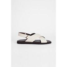 Valmenti Zeno Erkek Kırık Beyaz Hakiki Deri Düz Sandalet 537 588-val Erk Sndlt Y23 Beyaz