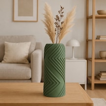 3d Baskı Vector Vazo - Geometrik Çizgili Dekoratif Vazo-yeşil Çok Renkli