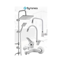 Beyaz Robot Yağmurlama Tepe Duş Seti Banyo Bataryası Mutfak Ve Lavabo Musluk Batarya Set Beyaz