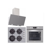 Silverline BO6502S02 - CS5429S01 - 3457 Soho 60 CM Gri Cam Ankastre Set