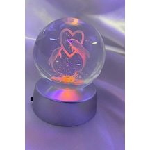 3d Led Işık Cam Küre Çok Işıklı Pilli Kalp Yunus