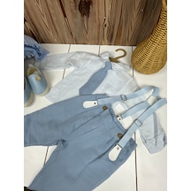Bebezade Askılı Pantolonlu Müslin Takım Bebe Mavisi