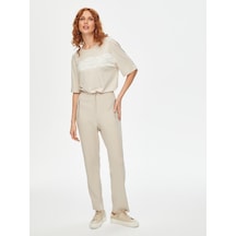 Faik Sönmez Relax Diagonal Dokulu Slım Fit Örme Pantolon 69763 U6976372 Taş