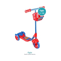 Çocuk Scooter 3 Tekerlekli Frenli Sepetli Dengeli İlk Scooter, Ayarlanabilir Gidon 3+ Yaş Kırmızı