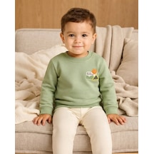 Tuffy Çağla Yeşili Morning Temalı Erkek Bebek Açık Yeşil Sweatshirt Rahat Kesim