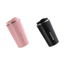 2x380 Ml Isı Koruma Kahve Kupa Paslanmaz Çelik Kupa Kahve Süt Kupası Vakum Şişeler Termos Bardak Siyah Ve 510 Ml Pembe Kahverengi - Pembe - Siyah