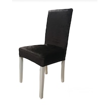 İpek Kadife Likralı Sandalye Kılıfı 6'lı Set Siyah