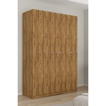 Aeka Ae-3190 Burç 4 Kapaklı Çok Bölmeli Askılı Raflı Ve Çekmeceli 210x140x53cm Gardırop Çam - Çam