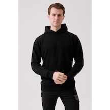 Sanfords Kordonsuz Hoodıe Erkek Kapüşonlu Sweatshirt SiYAH