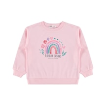 Civil Girls Rainbow Baskılı 2-5 Yaş Sweatshirt - Pembe