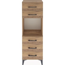 Arges Dolap Tek Raflı 5 Çekmeceli 44x30x134 Çam-çam Atlas Çam