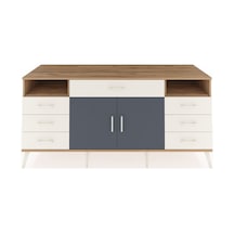 Kronos Konsol 4 Raflı 7 Çekmeceli 2 Kapaklı 176x59x83 Çam-antrasit/aytaşı Antrasit/aytaşı