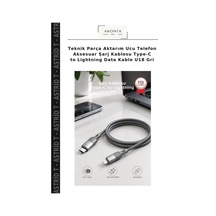 Teknik Parça Aktarım Ucu Telefon Aksesuar Şarj Kablosu Type-c To Lightning Data Kablo U18 Gri
