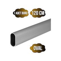Alüminyum Oval Askı Borusu Mobilya Askı Borusu Alüminyum Oval 120cm 1 Adet En:15mm Boy:25mm Gri