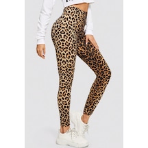 Angbutik Kadın Leopar Desenli Yüksek Bel Dar Kesim Esnek Tayt