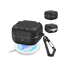 Galaxy Buds 4 / Buds 4 Pro Uyumlu Karbon Fiber Hybrid Polymer Technology Darbeye Dayanıklı Kulaklık Kılıfı Siyah