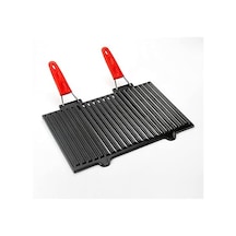 Metal Döküm Mangal Izgarası, Çift Silikon Kulplu, 40 X 25 X 0.7 Cm Açık Bakır