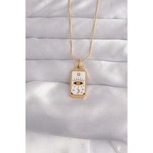 Ezoconcept 316l Çelik Gold Renk Beyaz Mineli Göz Figür Tarot Kolye Çok Renkli