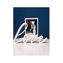 Love Yazılı Fotoğraf Tutucu Çerçeve Beyaz, Hediyelik Çerçeve Biblo