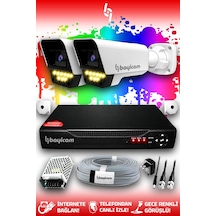 Bayicam 2 Kameralı Süper 2 Dış Kamera Set HDD'siz 5 MP 2K Renkli Gece Görüşlü Güvenlik Kamerası Sistemi