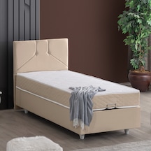 Wick Tek Kişilik Baza Başlık Letto Yatak Seti - Bej 90 x 200