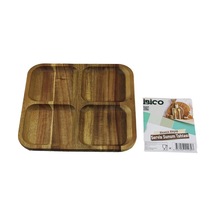 Akasya Kare 4 Bölmeli Ahşap Servis Sunum Tepsi - Tahtası 20 X 1.4cm 5580