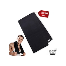 30x100 Cm Sporcu Havlusu Pamuk, İnce Uzun Pamuklu Fitness Havlusu, Spor Salonu, Gym, Koşu Ve Antrenman İçin Ter Havlusu, Spor Havlusu 1 Adet Siyah