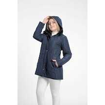 Vetre Kadın Kapitone Mont (75 Cm) Lacivert Büyük Beden 1014 Çok Renkli